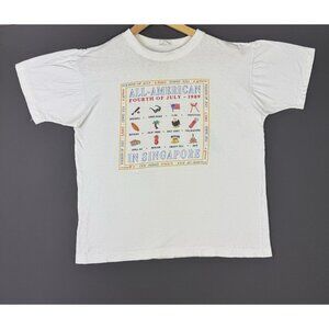 Vintage 1989 All American Fourth Of July In Singapore Art Shirt Promo Rare Tee
